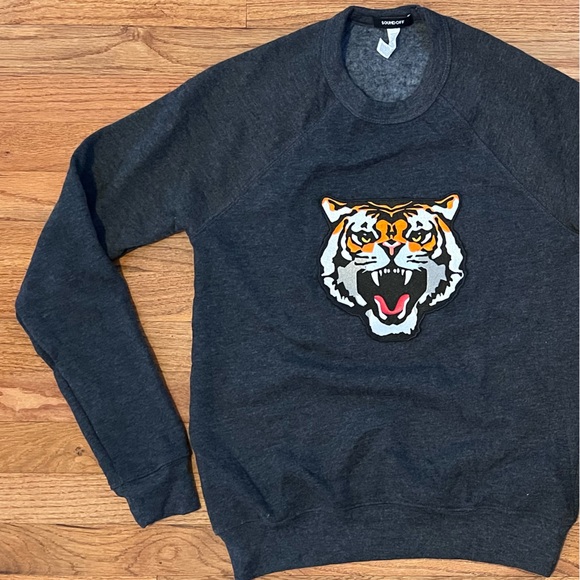 Crewneck Sweatshirt by SOUNDOFF | Savage Beast 🐯 Deep Gray Heather (XS) - NWOT - Picture 2 of 4